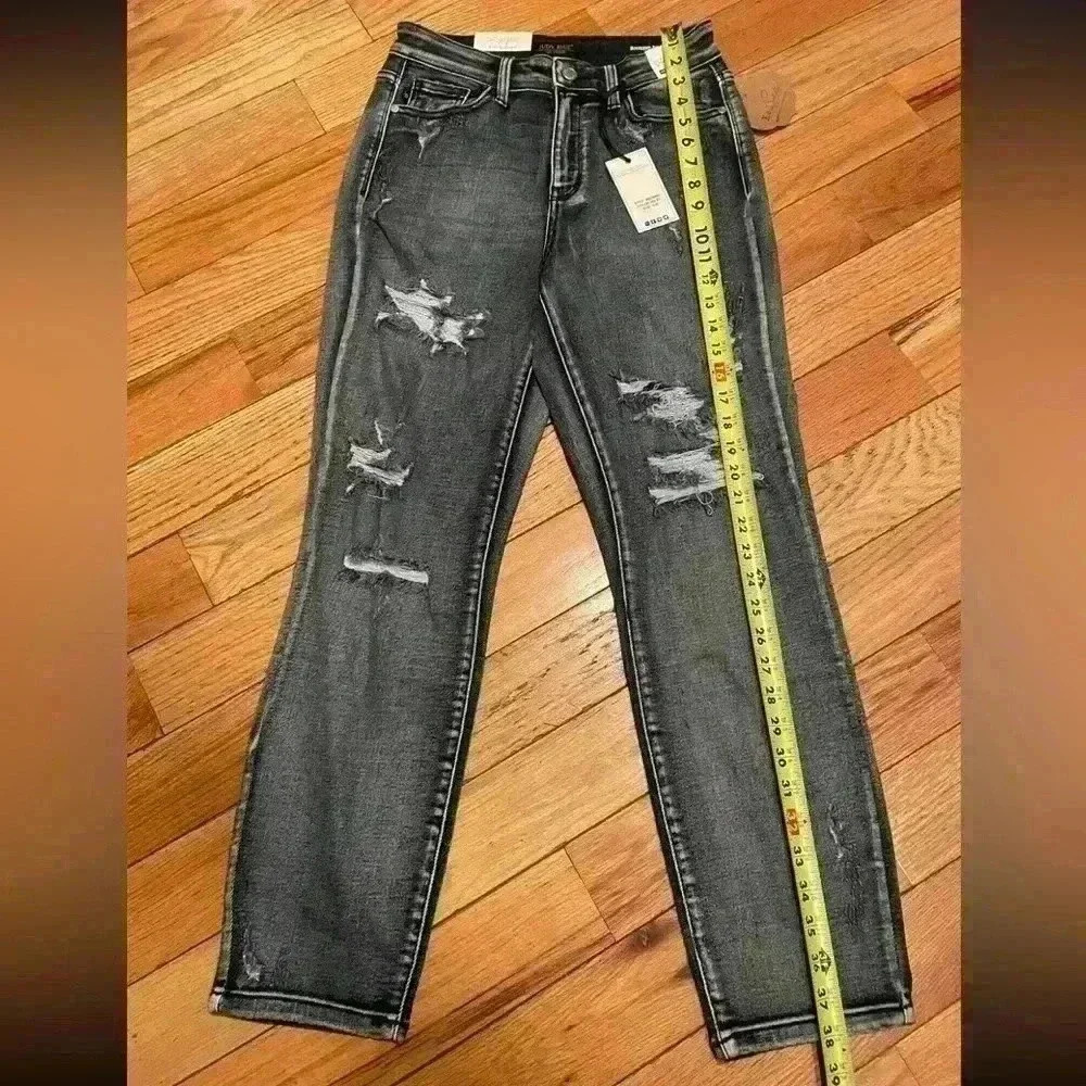Judy Blue Jeans Distressed Boyfriend Fit Straight Leg Women’s Size 3 / 26 NWT - Picture 13 of 16